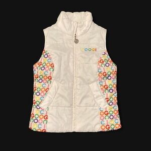 Coogi rainbow panel puffer vest vintage 00s platinum white clean women's M/18.5